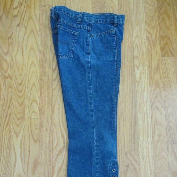 BAILEY'S POINT GIRL'S SIZE 12 JEANS MED BLUE SLUB DENIM FLARE LEG METAL EYELETS - Picture 6 of 13
